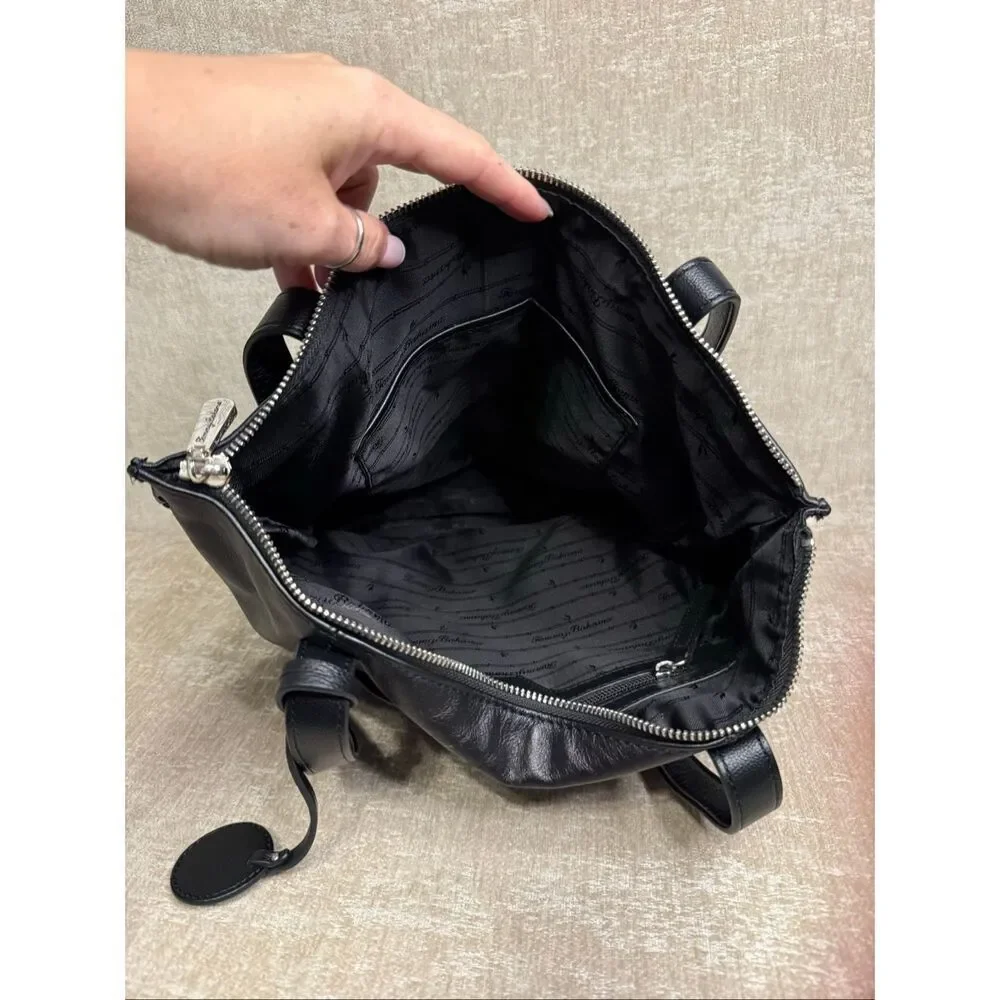 Tommy Bahama Women's Lido Key 100% Leather Shoulder Tote Handbag Black
